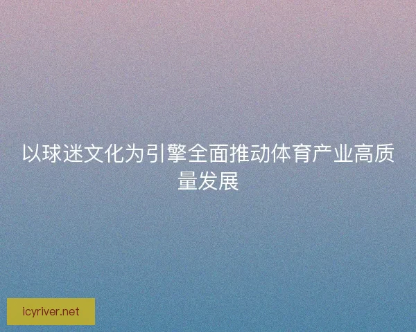 以球迷文化为引擎全面推动体育产业高质量发展